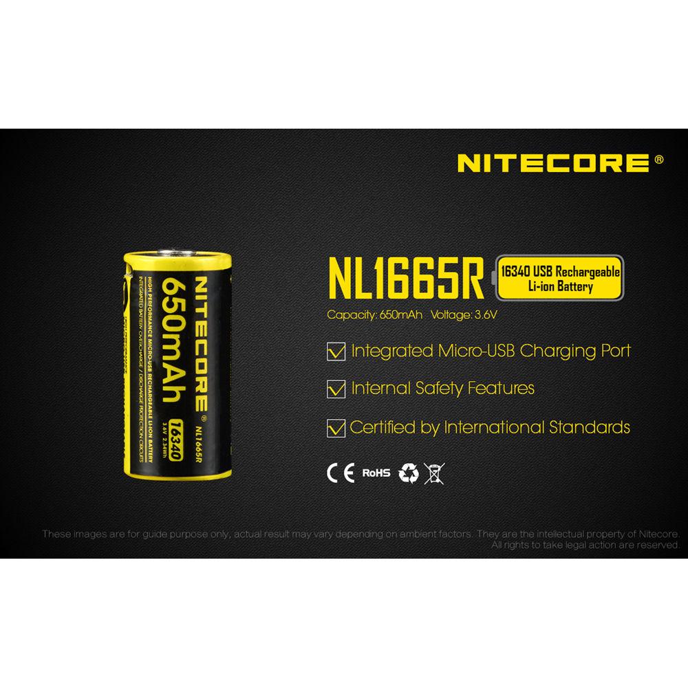 Nitecore NL1665R 16340 Rechargeable Li-Ion Battery
