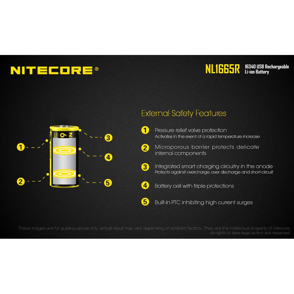Nitecore NL1665R 16340 Rechargeable Li-Ion Battery