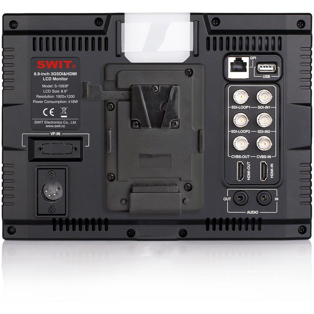 SWIT SWITS-1093F 9" Full HD Waveform LCD Monitor with 8 Interchangeable DV Battery Plates f VMount Bats