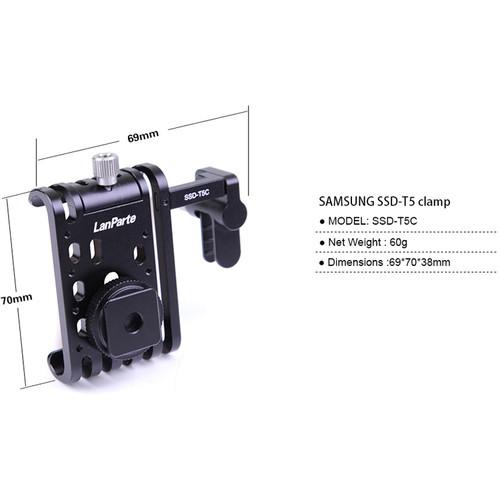 LanParte Clamp with Cold Shoe Mount for Samsung T5 SSD