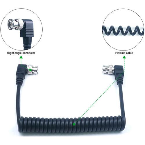 LanParte Coiled SDI Cable with Right Angle Connectors
