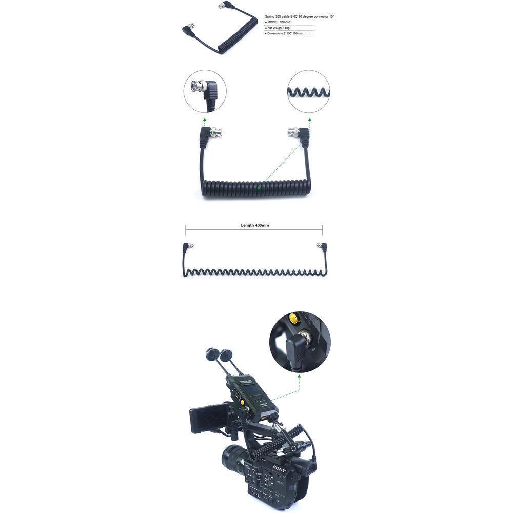 LanParte Coiled SDI Cable with Right Angle Connectors