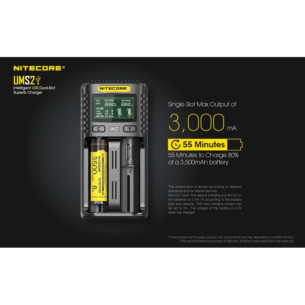 Nitecore UMS2 Intelligent USB Dual-Slot Superb Battery Charger