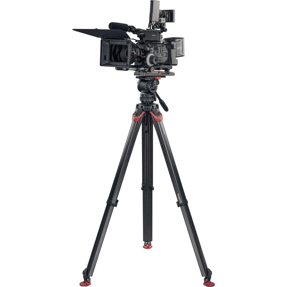 Sachtler System FSB 8 Fluid Head with Sideload Plate, Flowtech 75 Carbon Fiber Tripod with Mid-Level Spreader and Rubber Feet