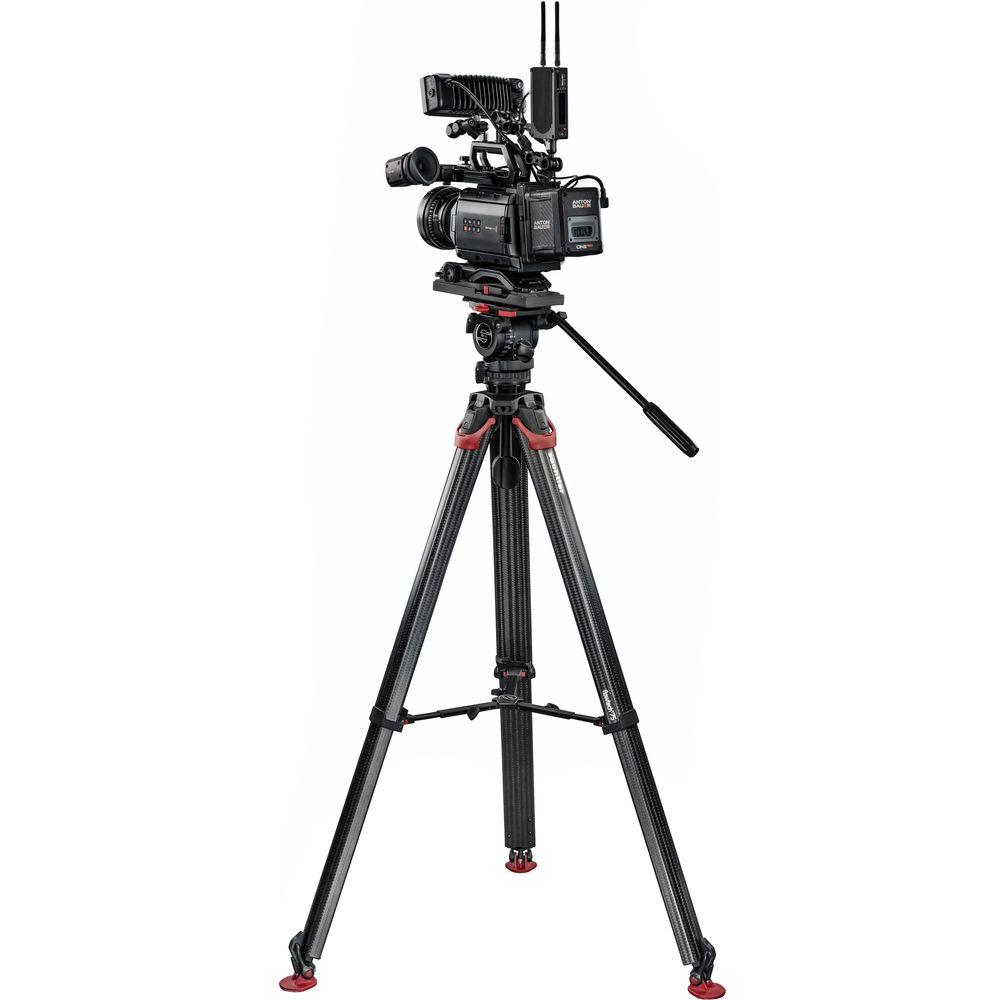 Sachtler System FSB 8 Fluid Head with Sideload Plate, Flowtech 75 Carbon Fiber Tripod with Mid-Level Spreader and Rubber Feet