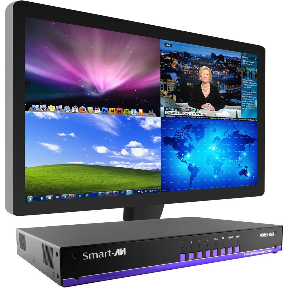 Smart-AVI 4-Port HDMI USB Multiviewer with KVM Switch & Fast Switching via Mouse Control