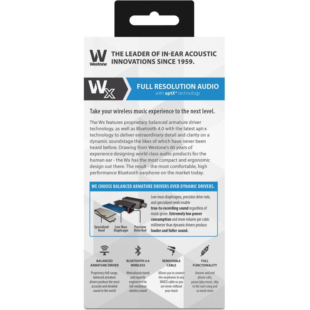 Westone Wx Single Driver True-Fit Earphones with Removable Wireless Bluetooth Cable