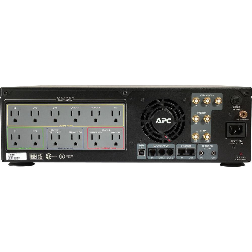 APC J15 Home Theater Power Conditioner, Surge Protector & 865W Battery Backup - 12 Outlets, 3 Coax Pairs , RJ45 Data & RJ11 Phone Line Protection - Black