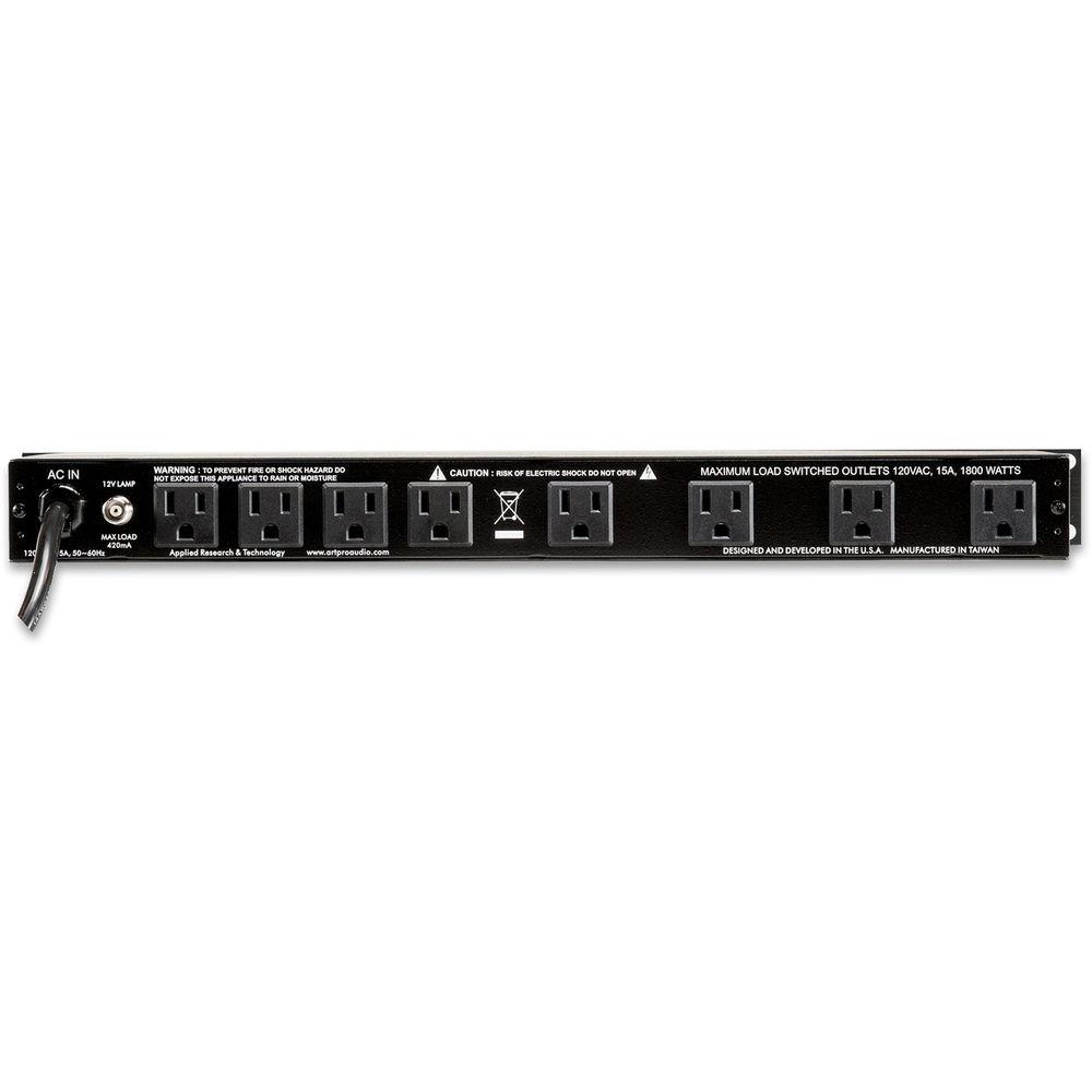 ART PS 4x4 Pro Rackmount 8-Outlet Power Conditioner & Surge Protector - with LED Volt & Ammeters, Dual Lights & Gooseneck Light