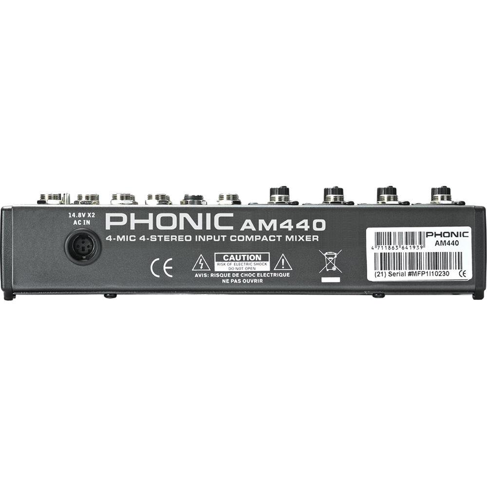 Phonic AM 440 4-Mic Line 4-Stereo Input Compact Mixer