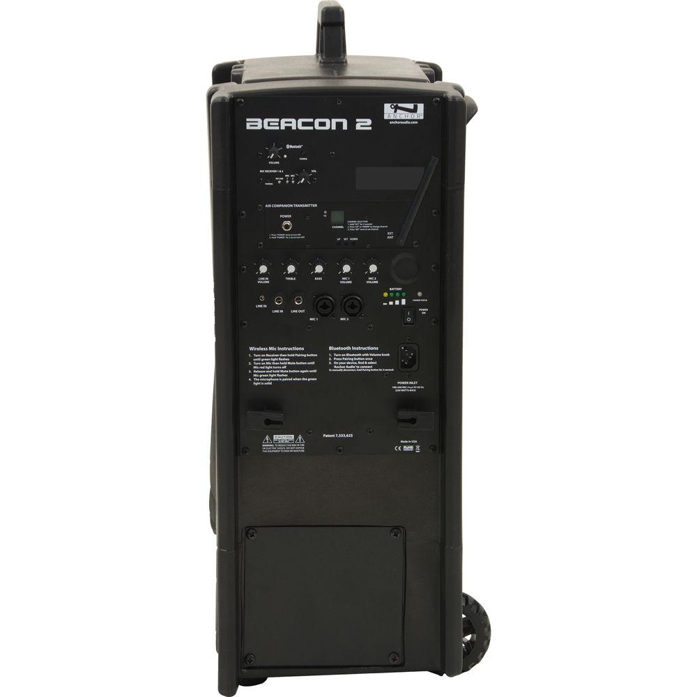 Anchor Audio BEA-DUAL-HH Beacon 2 Dual Package Portable Line Array Sound System with Bluetooth, AIR Transmitter, and Wireless Handheld Microphone Transmitter