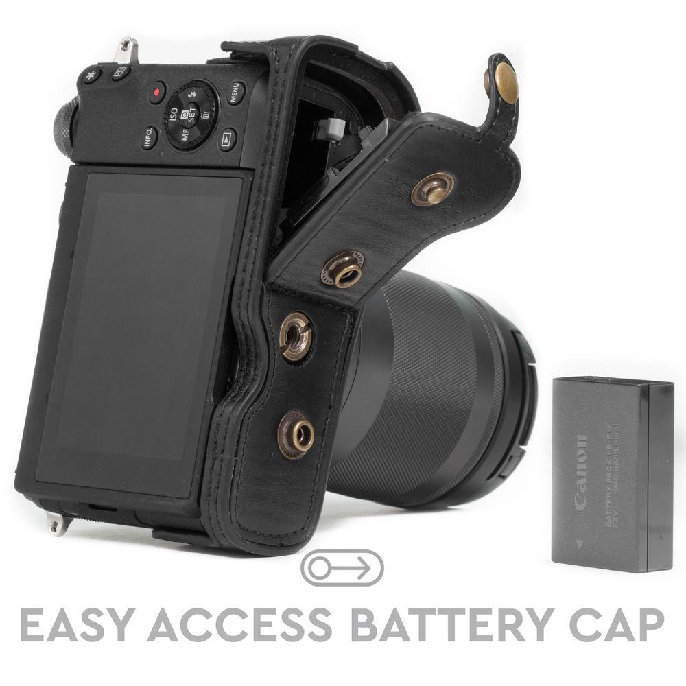 MegaGear MG1179 Ever Ready PU Leather Case & Strap for Canon EOS M6 & 18-55mm