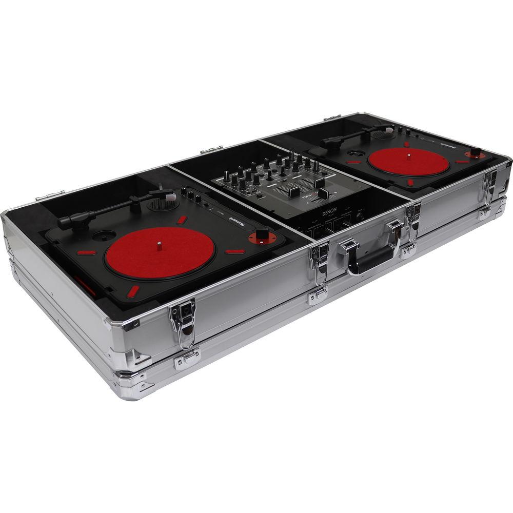 Odyssey Innovative Designs Krom Series DJ Coffin for 2 x Numark PT01 Scratch Turntables 10" DJ Mixer