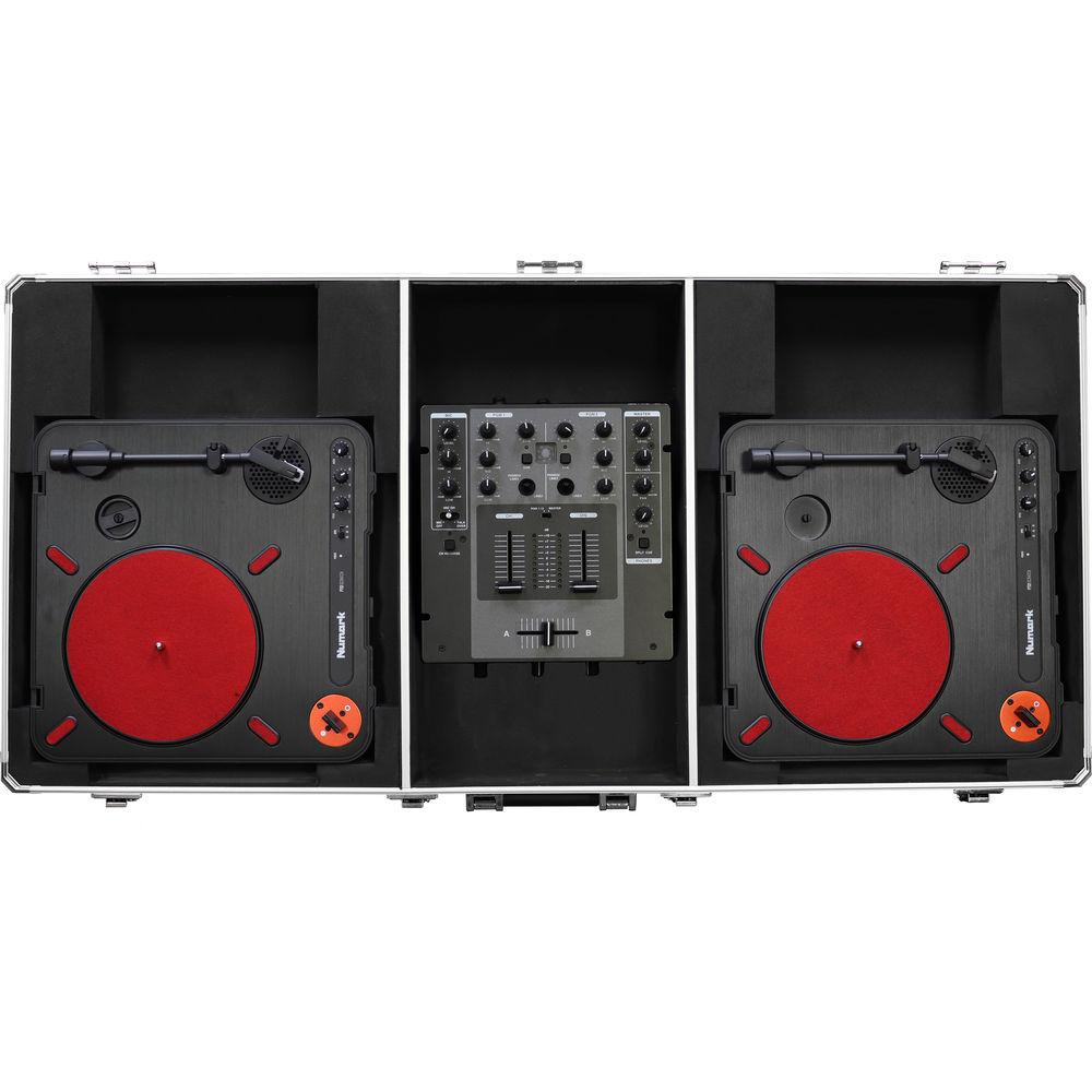 Odyssey Innovative Designs Krom Series DJ Coffin for 2 x Numark PT01 Scratch Turntables 10" DJ Mixer
