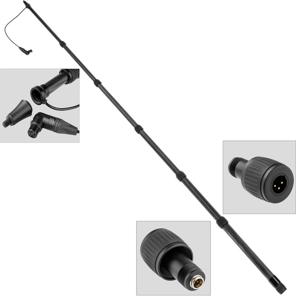 Auray CFP-68B Carbon Fiber Telescoping Boom Pole with Internal Cable & Bottom XLR Base