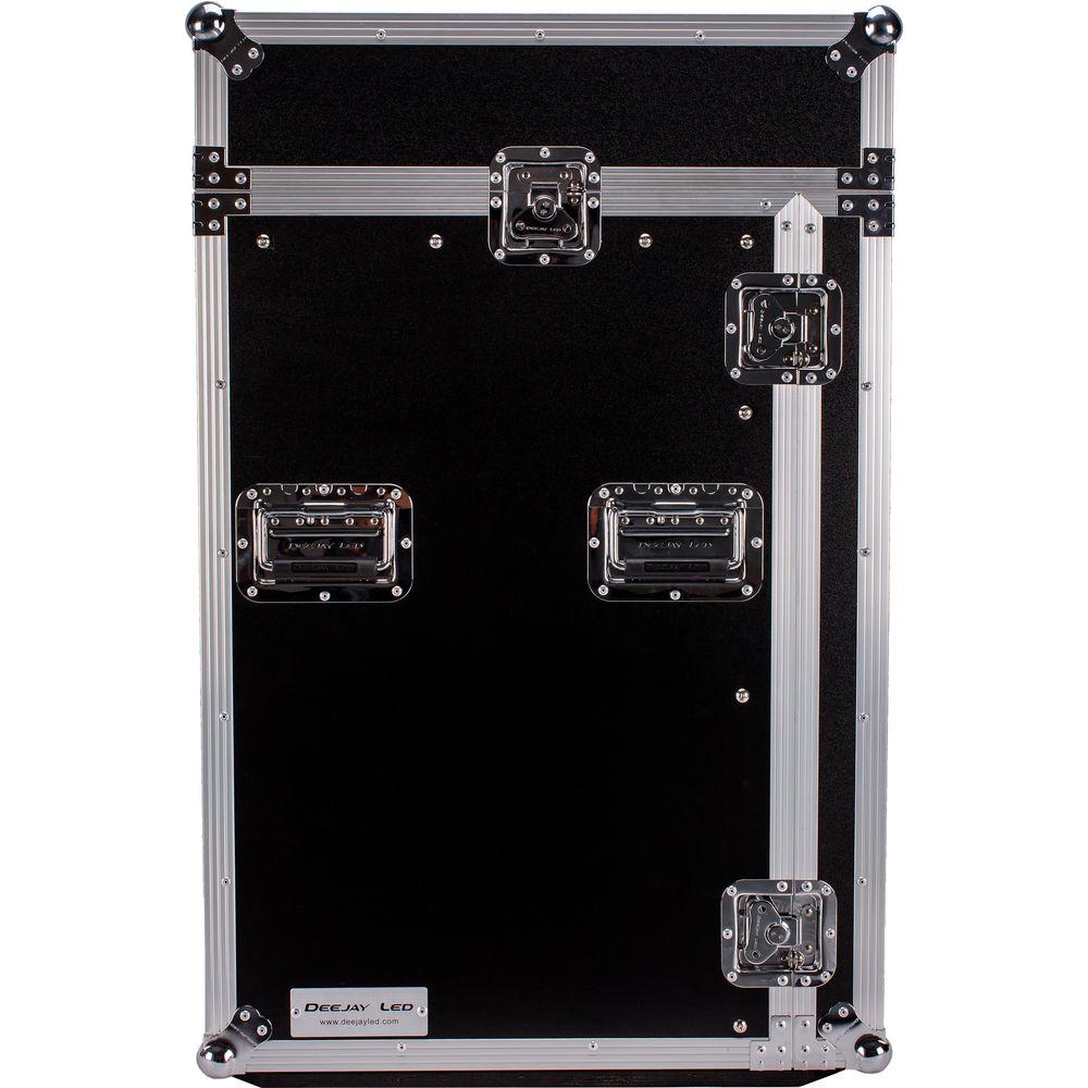 DeeJay LED 11 RU Slant Mixer Rack 16 RU Vertical Rack System Combo Case with Caster Board and 17" Laptop Shelf
