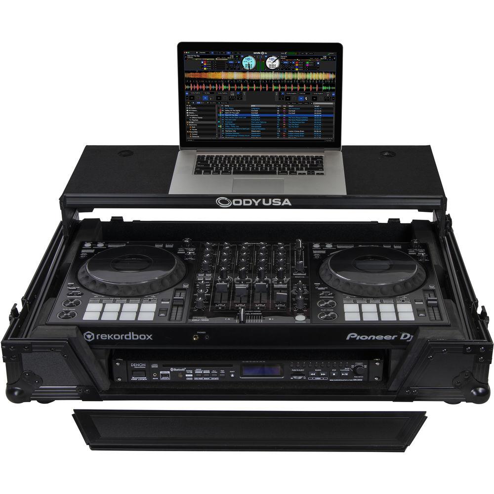 Odyssey Innovative Designs Black Label Glide Style Case with 1 RU Bottom Rack for Pioneer DDJ-1000
