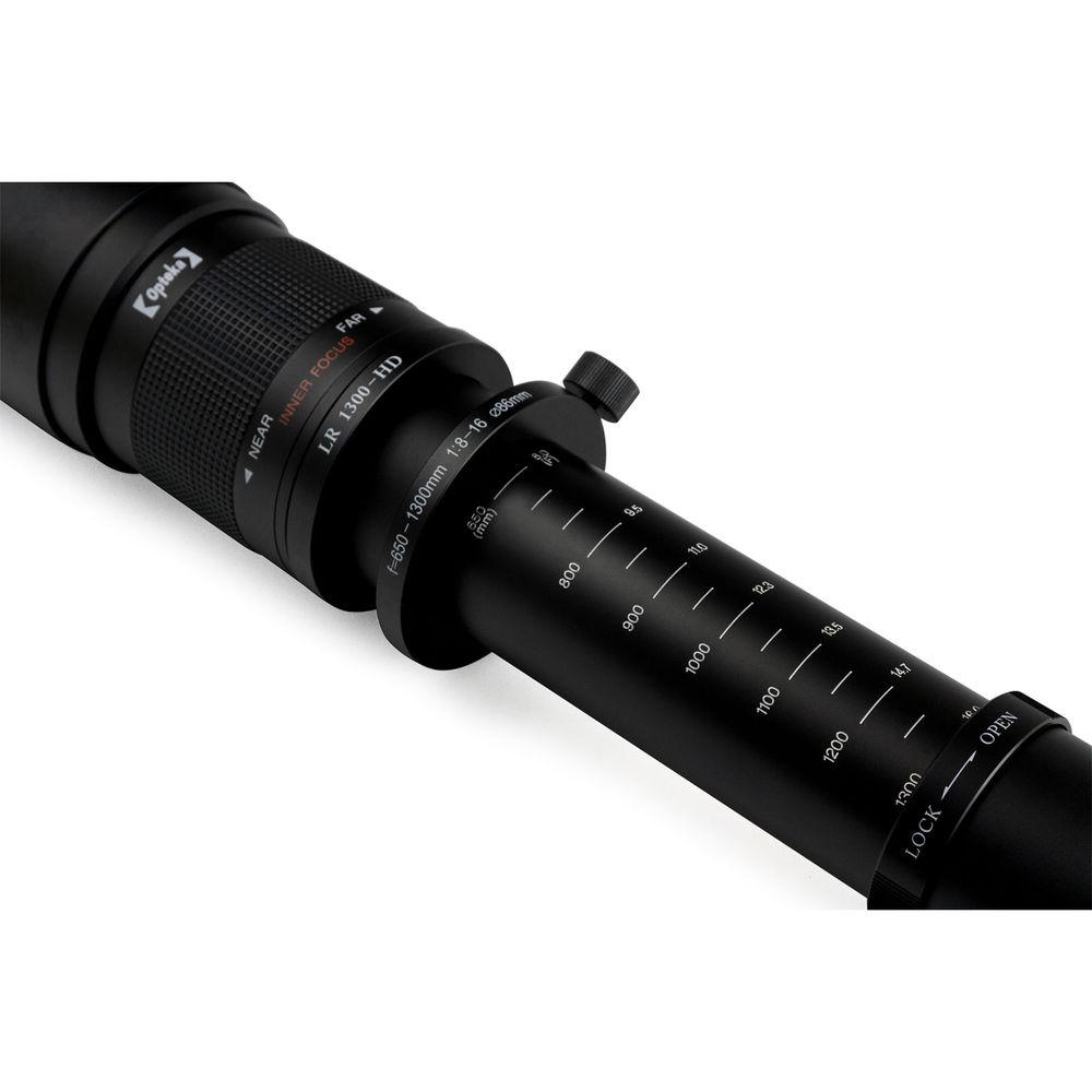 Opteka 650-1300mm f 8-16 Preset Telephoto Zoom Lens for T Mount