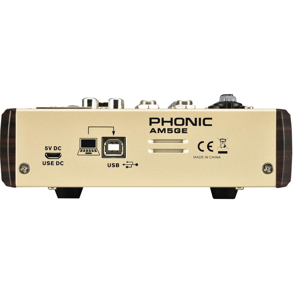 Phonic AM5GE - AM Gold Edition Compact Mixer with Bluetooth, TF Recorder, and USB Interface