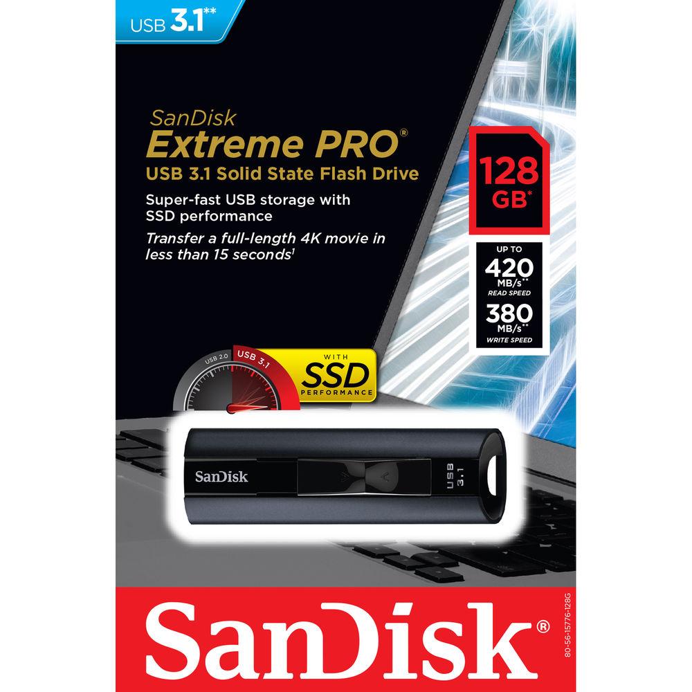 SanDisk 128GB Extreme Pro USB 3.1 Solid State Flash Drive
