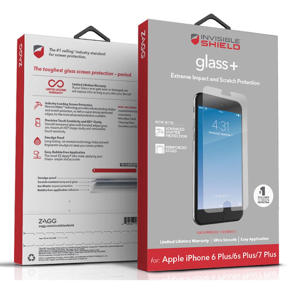ZAGG InvisibleShield Glass Screen Protector for iPhone 6 Plus 6s Plus 7 Plus 8 Plus