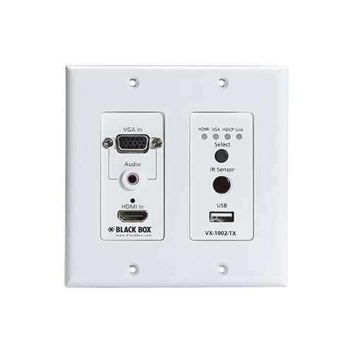 Black Box VX1000 Series 4K, HDMI, VGA, HDBaseT, and USB Wall Plate Transmitter