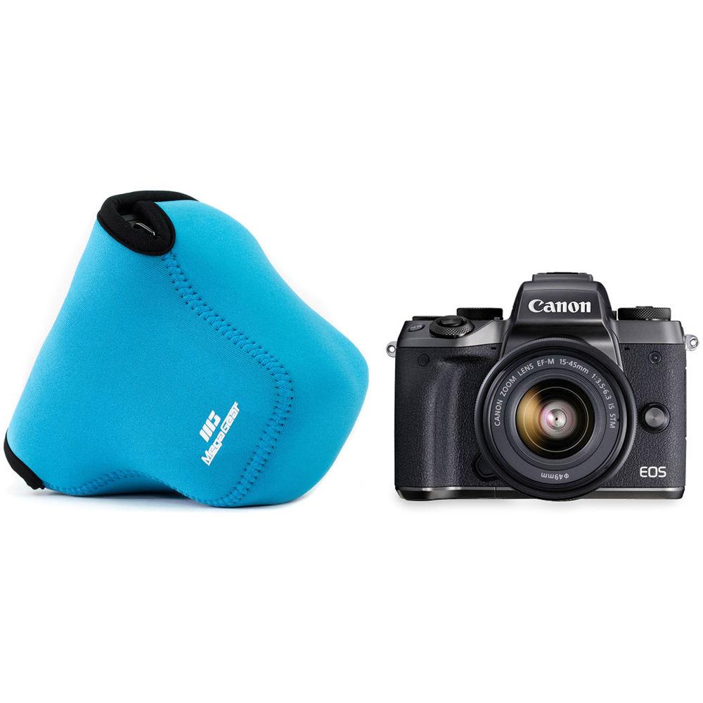 MegaGear MG1038 Ultra Light Neoprene Case with Carabiner for Canon EOS M5 with 15-45mm