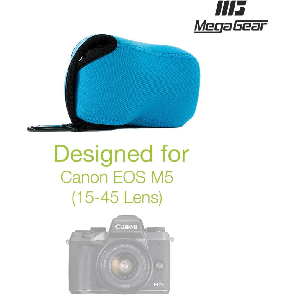 MegaGear MG1038 Ultra Light Neoprene Case with Carabiner for Canon EOS M5 with 15-45mm