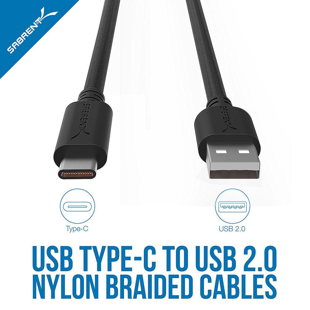 Sabrent USB 2.0 Type-C to USB Type-A Male Sync and Charge Cable