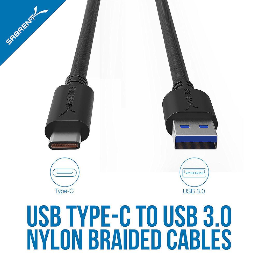 Sabrent USB 3.1 Gen 1 Type-A Male to Type-C Male Sync and Charge Cable