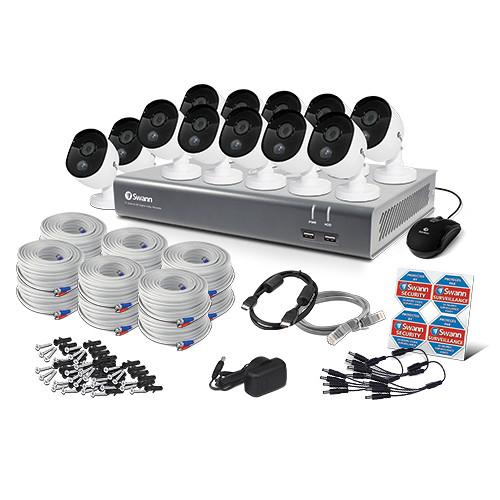 Swann 16-Channel 1080p DVR with 1TB HDD & 12 1080p Outdoor Night Vision Bullet Cameras