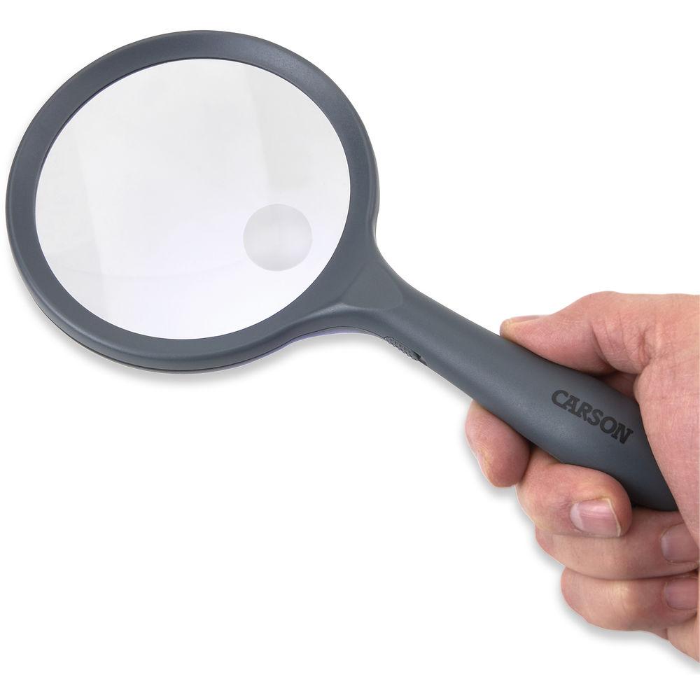 Carson HM-44 2x LED Lighted Handheld Magnifier with 4x Viewing Spot