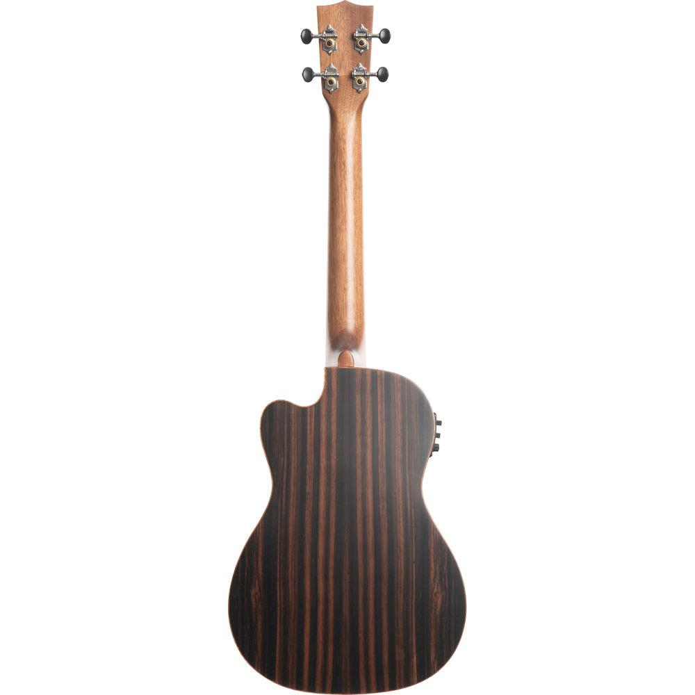 KALA Satin Solid Spruce Striped Ebony Cutaway Electric Baritone Ukulele with EQ