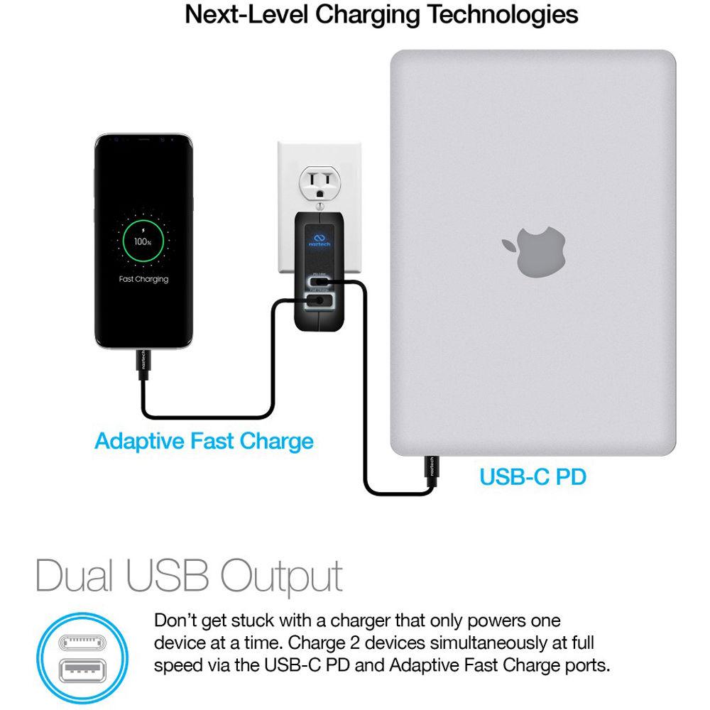 Naztech 25W Dual Port USB Type-C PD AC Adapter