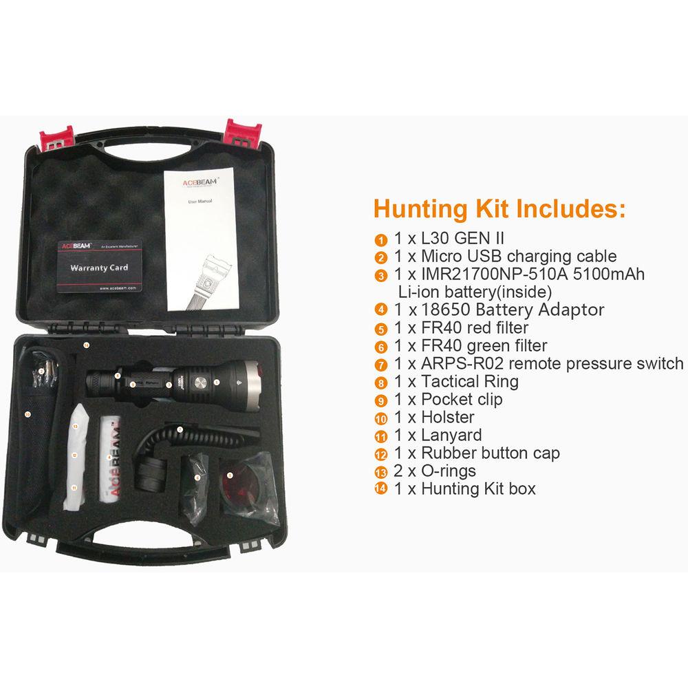 Acebeam L30 GEN II Rechargeable LED Flashlight Hunting Kit