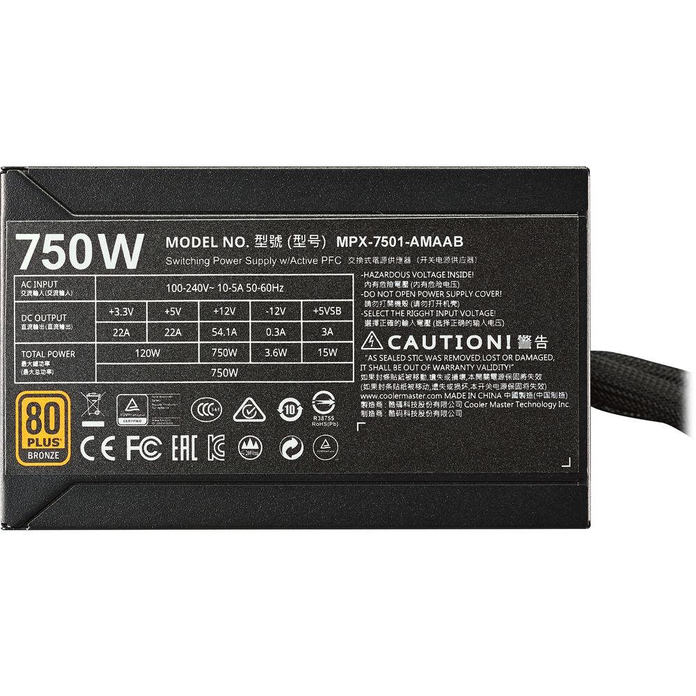 Cooler Master MasterWatt 750 750W 80 Plus Bronze Semi-Modular Power Supply