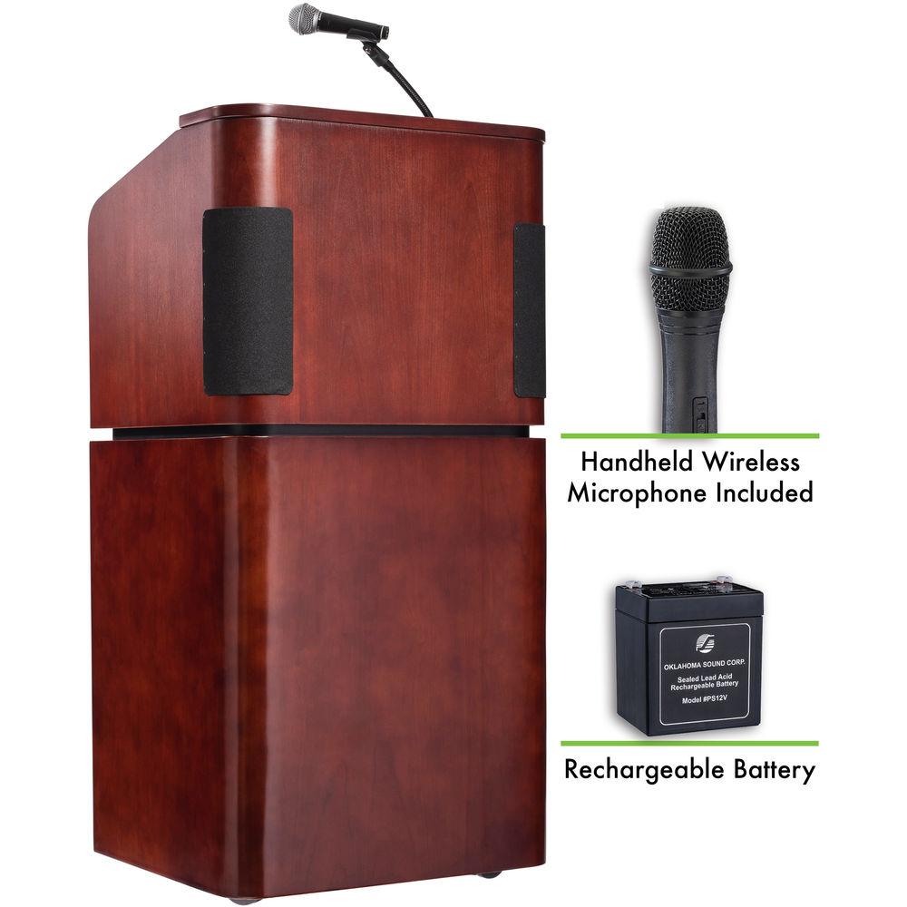 Oklahoma Sound Tabletop & Base Combo Sound Lectern with Rechargeable Battery & Wireless Handheld Mic