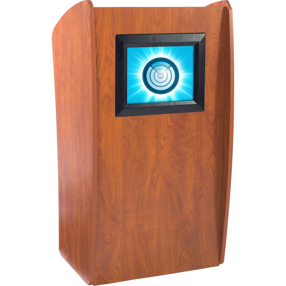 Oklahoma Sound The Vision Lectern with Sound, Screen, Rechargeable Battery & Tie Clip Lavalier Wireless Mic