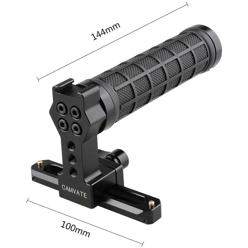 CAMVATE Quick Release Black Rubber Grip Handle with 100mm NATO Rail