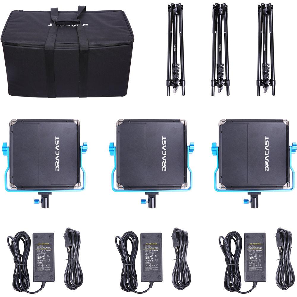 Dracast LED500 S-Series Bi-Color 3-Light Kit with V-Mount Battery Plates and Soft Case