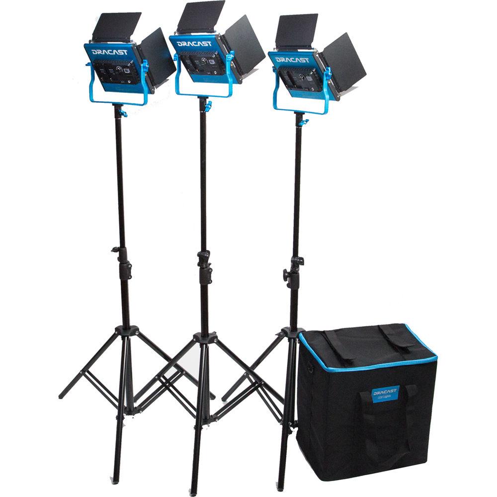 Dracast LED500 S-Series Daylight 3-Light Kit with V-Mount Battery Plates and Soft Case