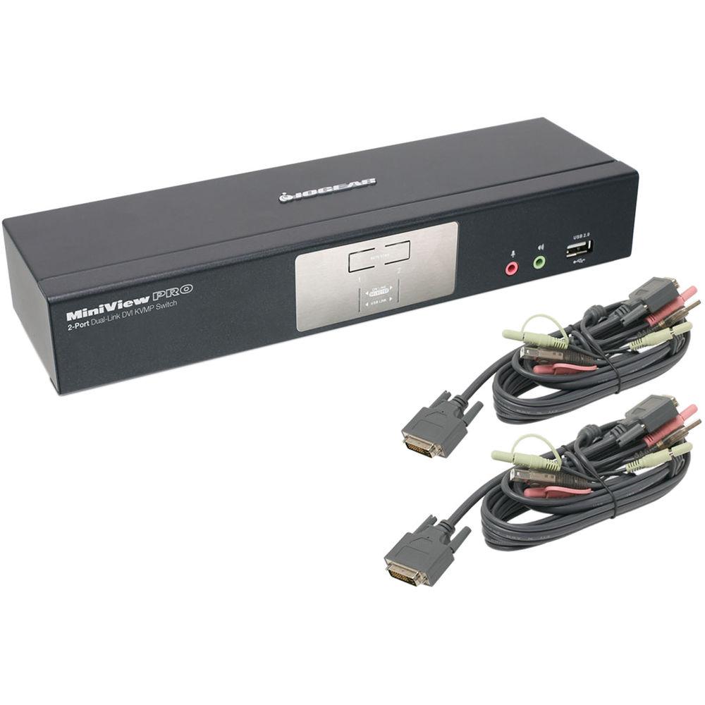 IOGEAR 2-Port Dual-Link DVI KVMP Pro with 7.1 Audio Kit with Two Mini DisplayPort Adapters