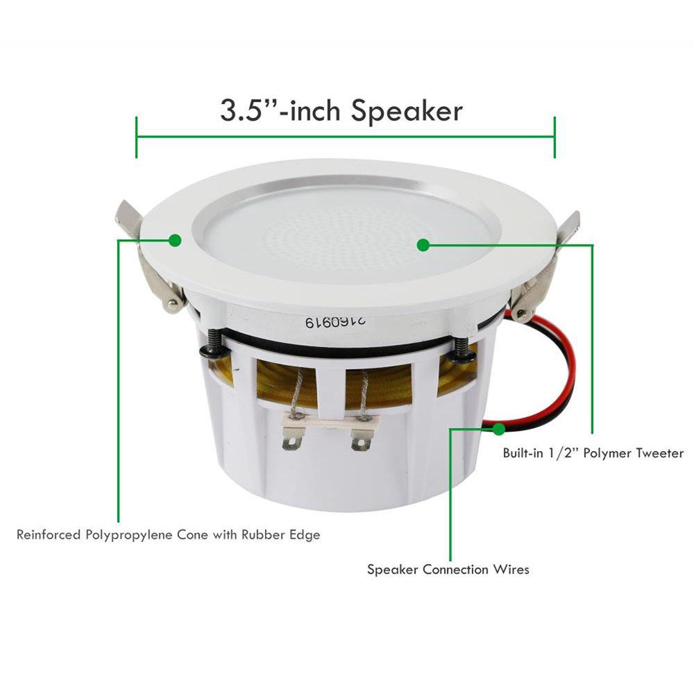Pyle Pro PDICBLE35 4.0" Aluminum Alloy Frame Ceiling Wall Speakers with LED Light