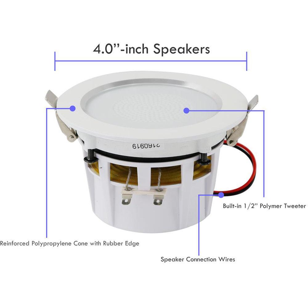 Pyle Pro PDICBLE4 4.0" Aluminum Alloy Frame Ceiling Wall Speakers with LED Light