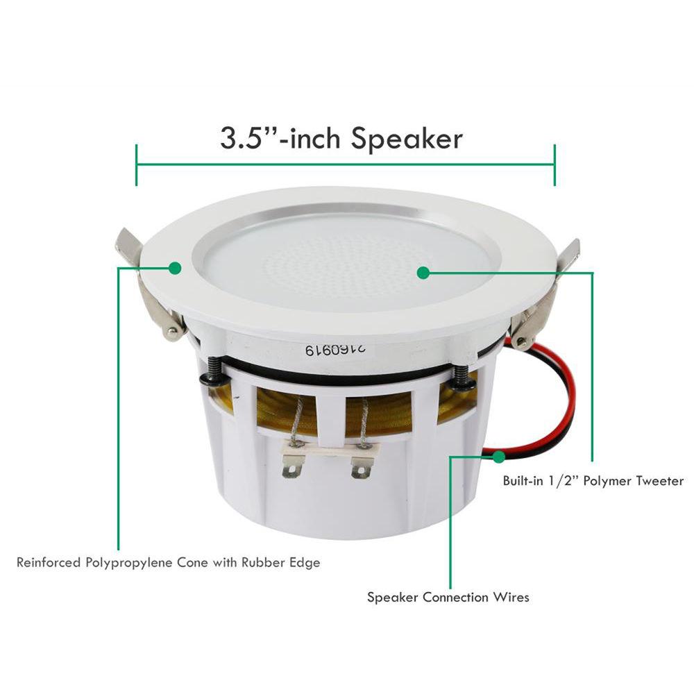 Pyle Pro PDICBTL35 3.5" Bluetooth Ceiling Wall Speakers with LED Light