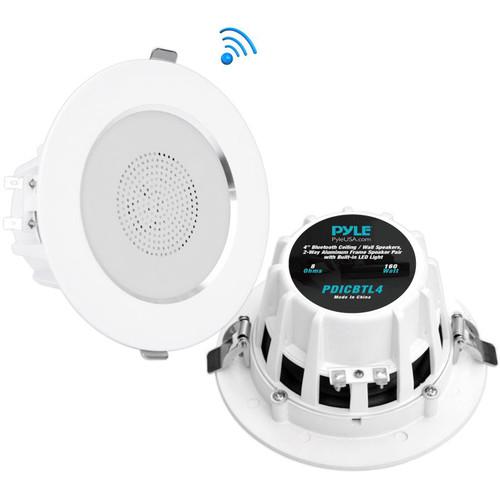 Pyle Pro PDICBTL4 4" Bluetooth Ceiling Wall Speakers with LED Light