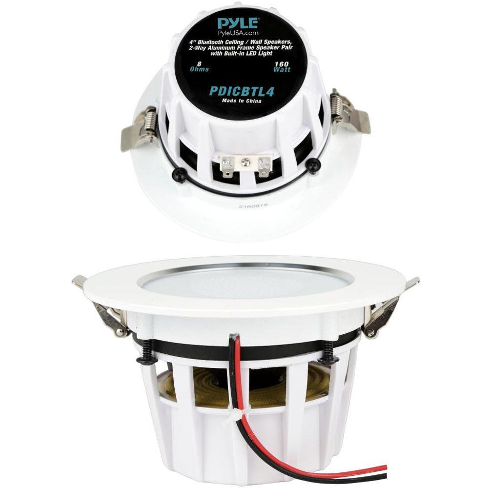 Pyle Pro PDICBTL4 4" Bluetooth Ceiling Wall Speakers with LED Light