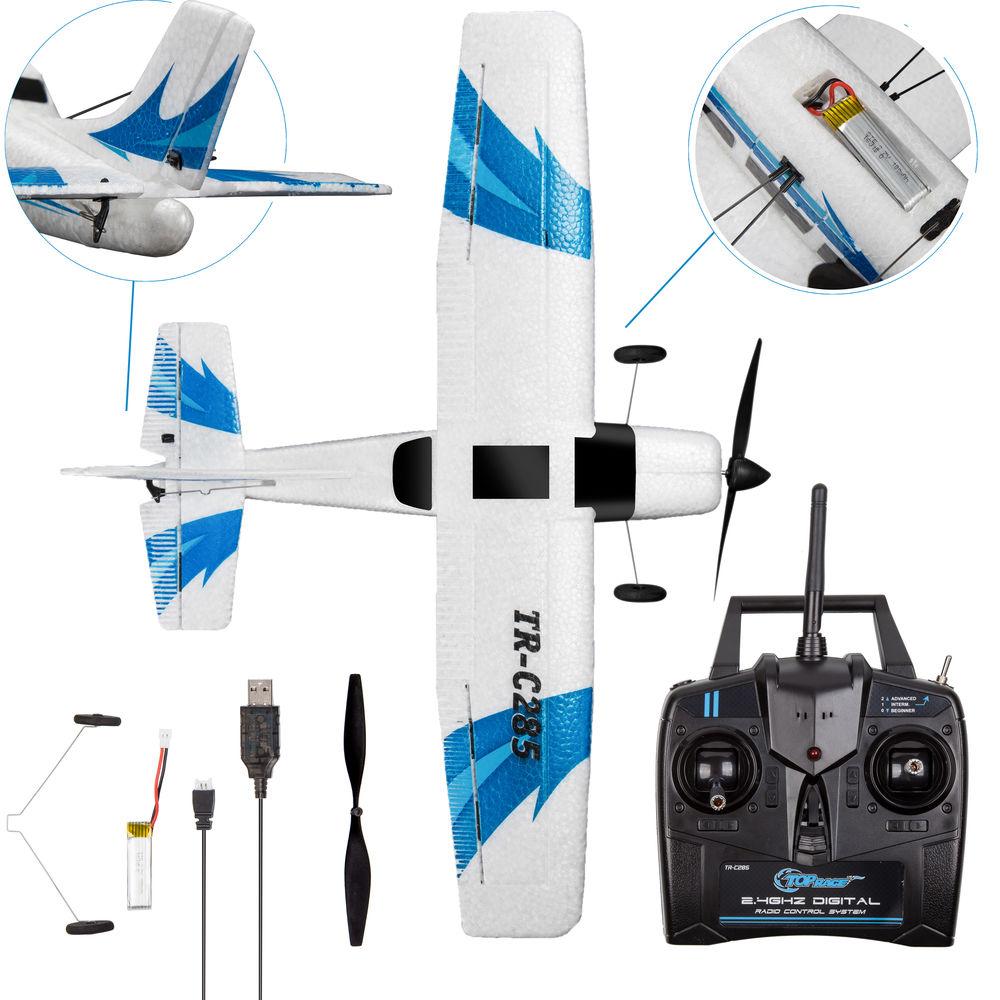 Top Race 3-Channel RTF Remote Control Airplane with Built-In 6-Axis Gyro System