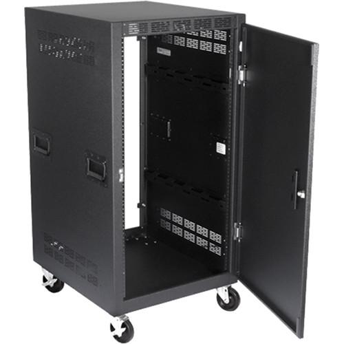 Atlas Sound 30" Deep, 21-Rack Unit Mobile Equipment Rack Includes Casters, Side Handles, Solid Doors