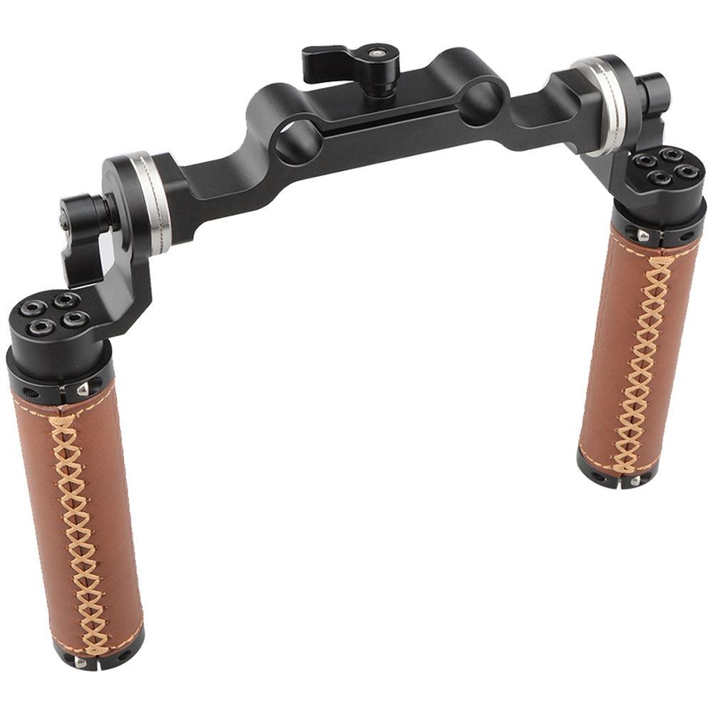 CAMVATE ARRI-Style Leather Rosette Handle Grip & 15mm Rod Clamp Railblock for DSLR Shoulder Rig